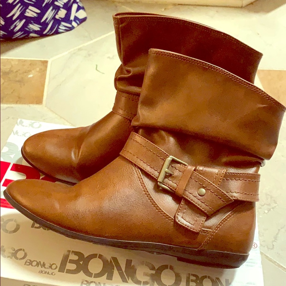 Brown ankle leather boots